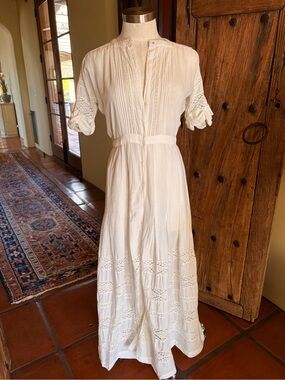 LoveShackFancy White Cotton Lace Maxi Dress
